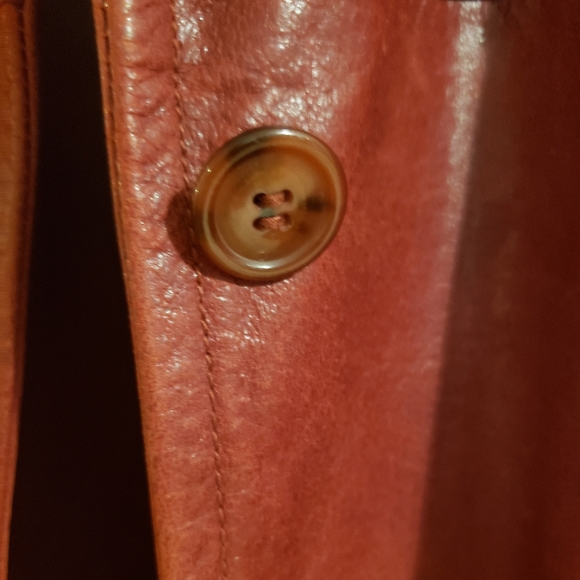 Aldo Vintage Leather Retro Red Semi Trench Lined Coat Boho Woman Large - Picture 10 of 16